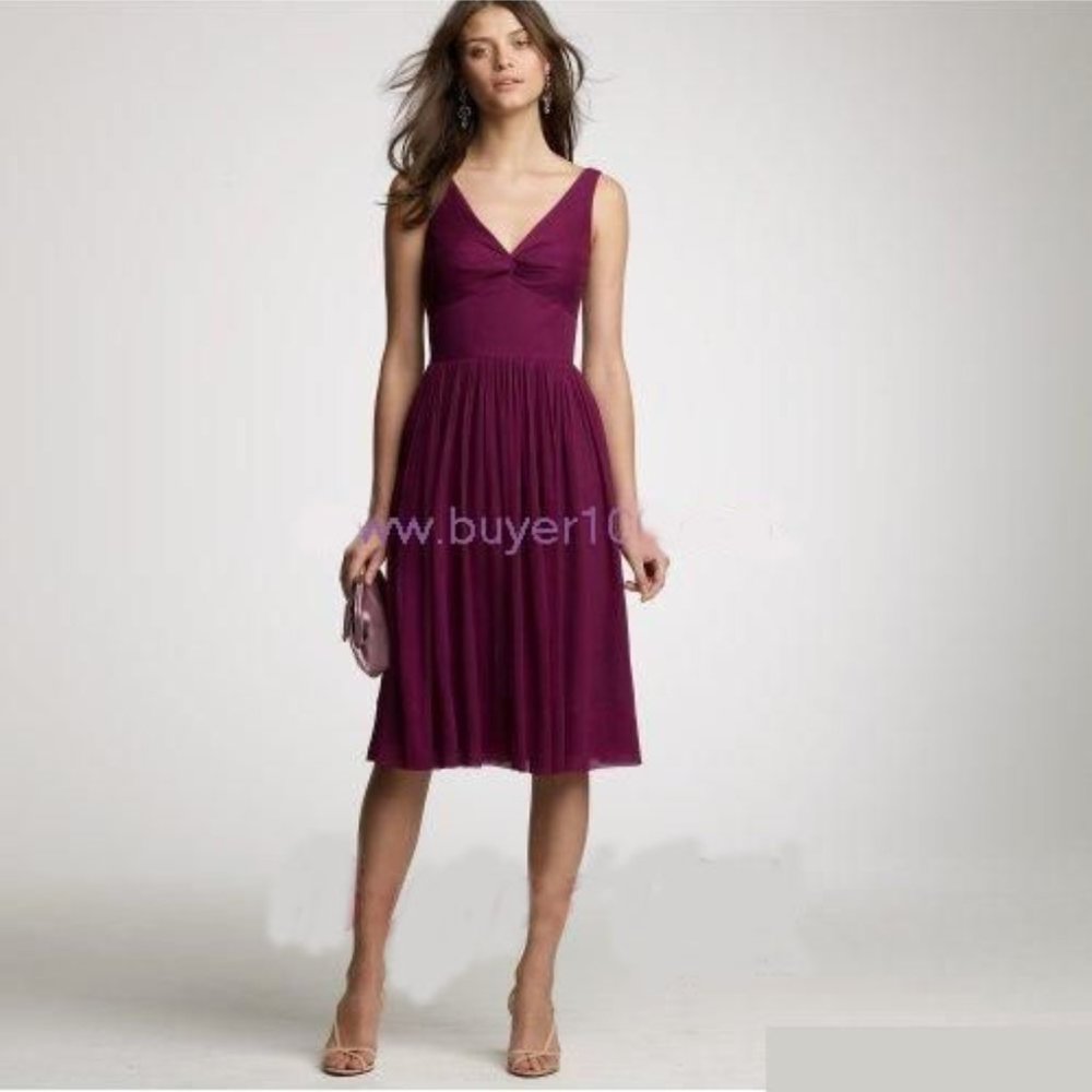 J.CREW New $168 Dark Purple Chiffon Silk Twist Front Cocktail Dress Size 4